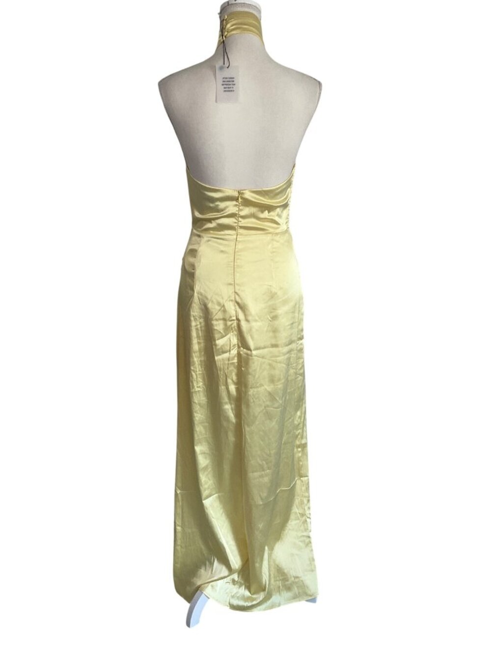 MORE TO COME Darcey Maxi Dress in Butter Yellow Small New Womens Satin Long Gown - Picture 6 of 8